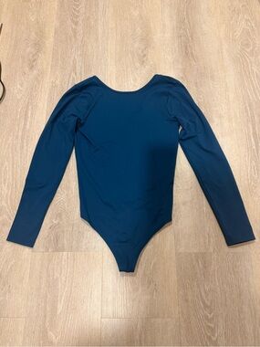 Abercrombie & Fitch Soft A&F Collection Deep Teal Back V-Neck Bodysuit
